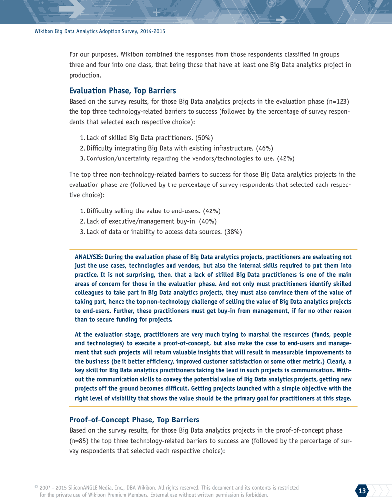 Wikibon Big Data Analytics Adoption Survey, page 13