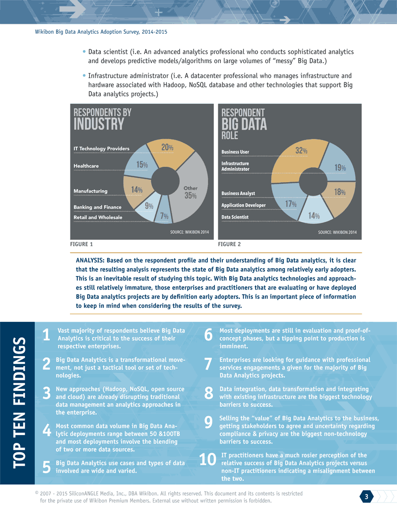 Wikibon Big Data Analytics Adoption Survey, Top Ten Findings