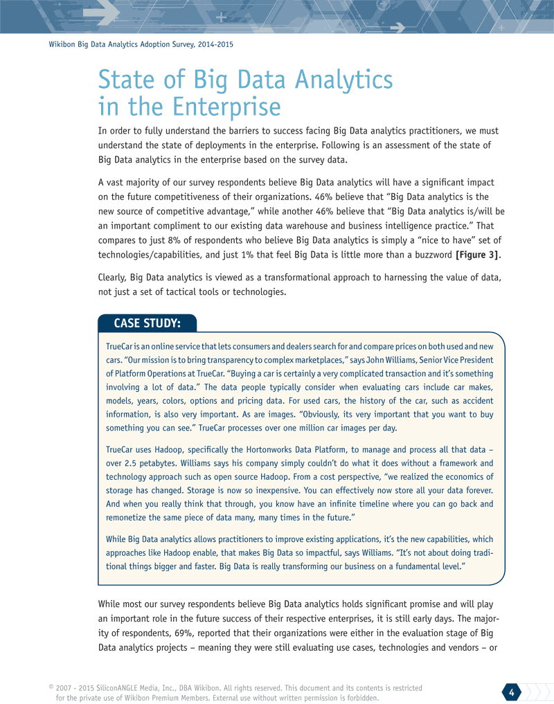 Wikibon Big Data Analytics Adoption Survey, State of the enterprise